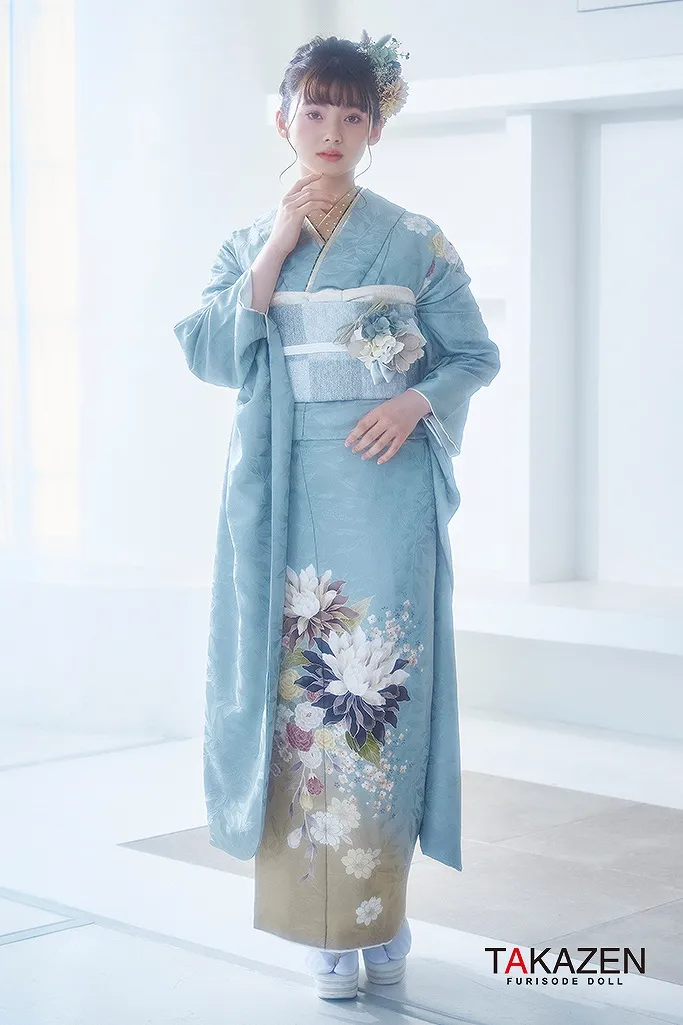 振袖ネットレンタル 水色 はんなり