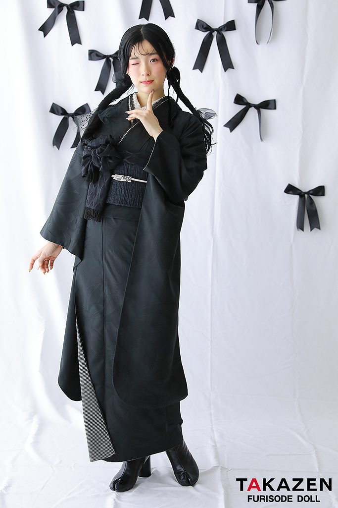 久留栖るなちゃん 振袖 ネットレンタル 黒 ブラック レトロ