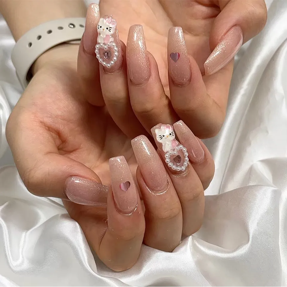 成人式 ネイル 可愛い アートネイル ピンクベージュ