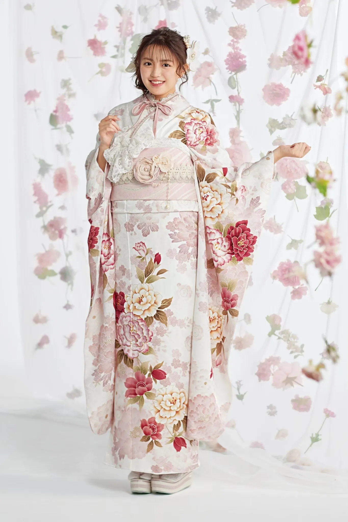 甘くてかわいいピンク振袖ネットレンタル ガーリー