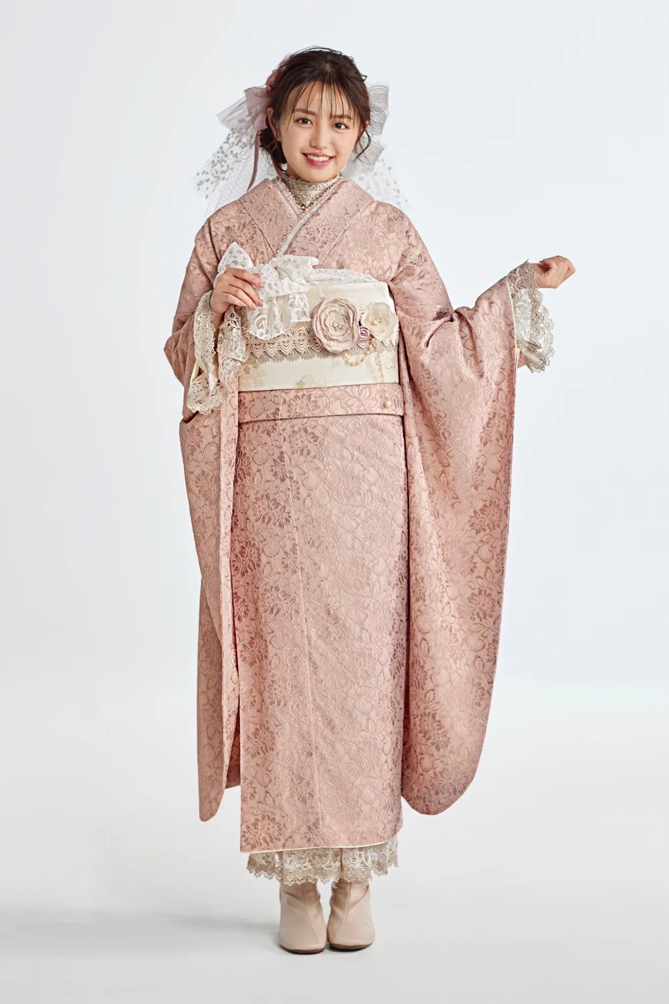 甘くてかわいいピンク振袖ネットレンタル ガーリー