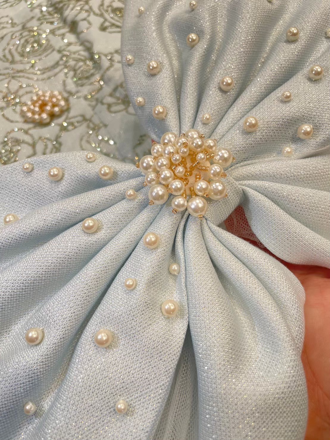 オリジナル 振袖 グリッター キラキラ 可愛い リボン 水色