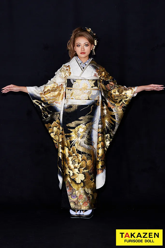 振袖 ネットレンタル 派手 龍柄 赤黒振袖 ネットレンタル 派手 龍柄 白 金