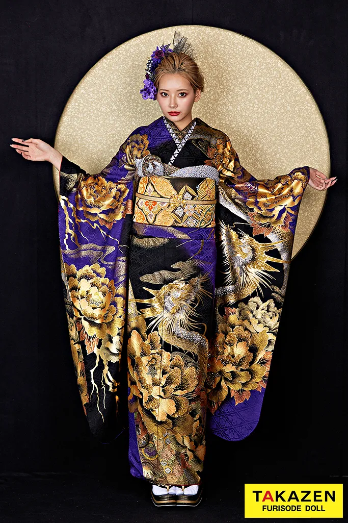 振袖 ネットレンタル 派手 龍柄 紫