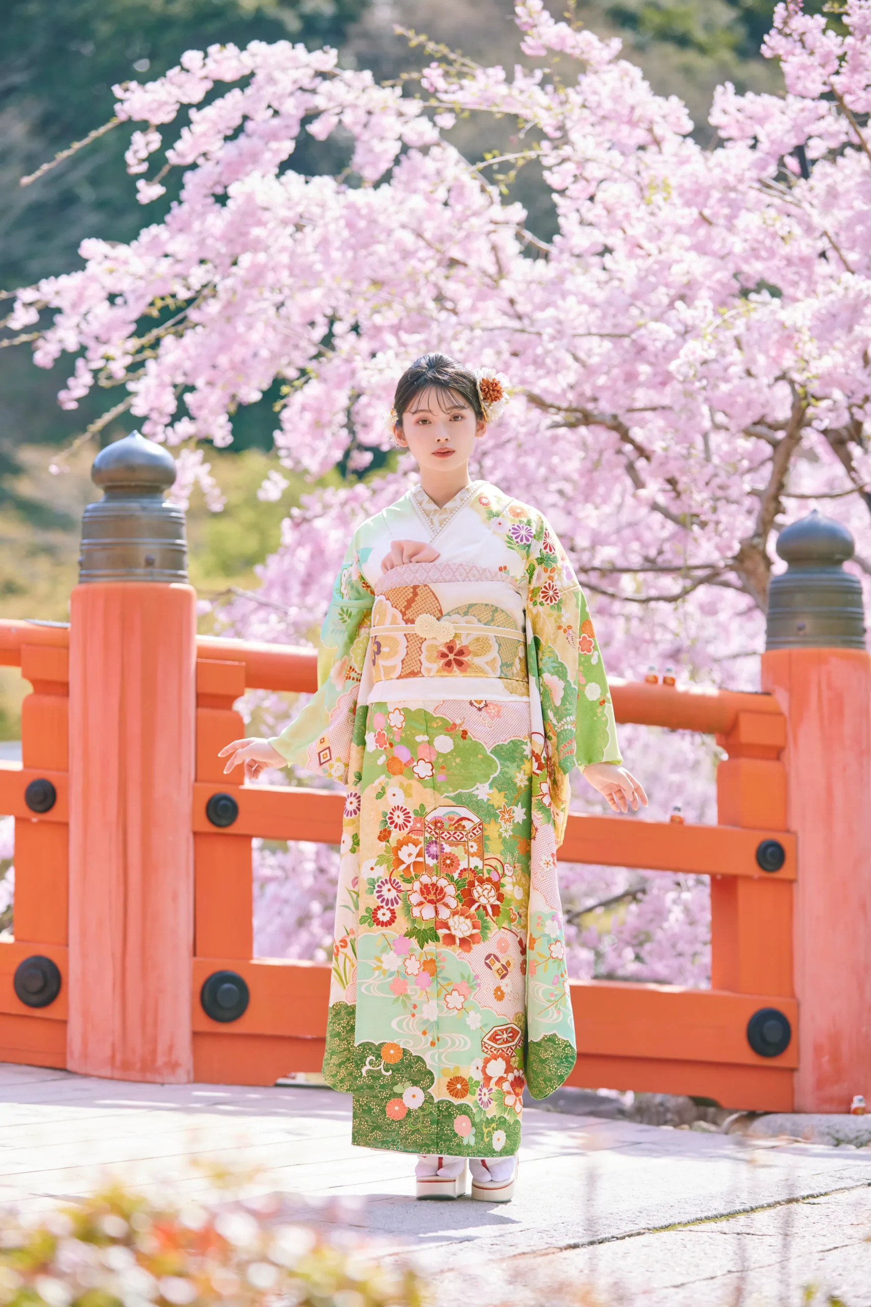 成人式　振袖　ネットレンタル　黄緑　プレミアム古典　かわいい　南琴奈