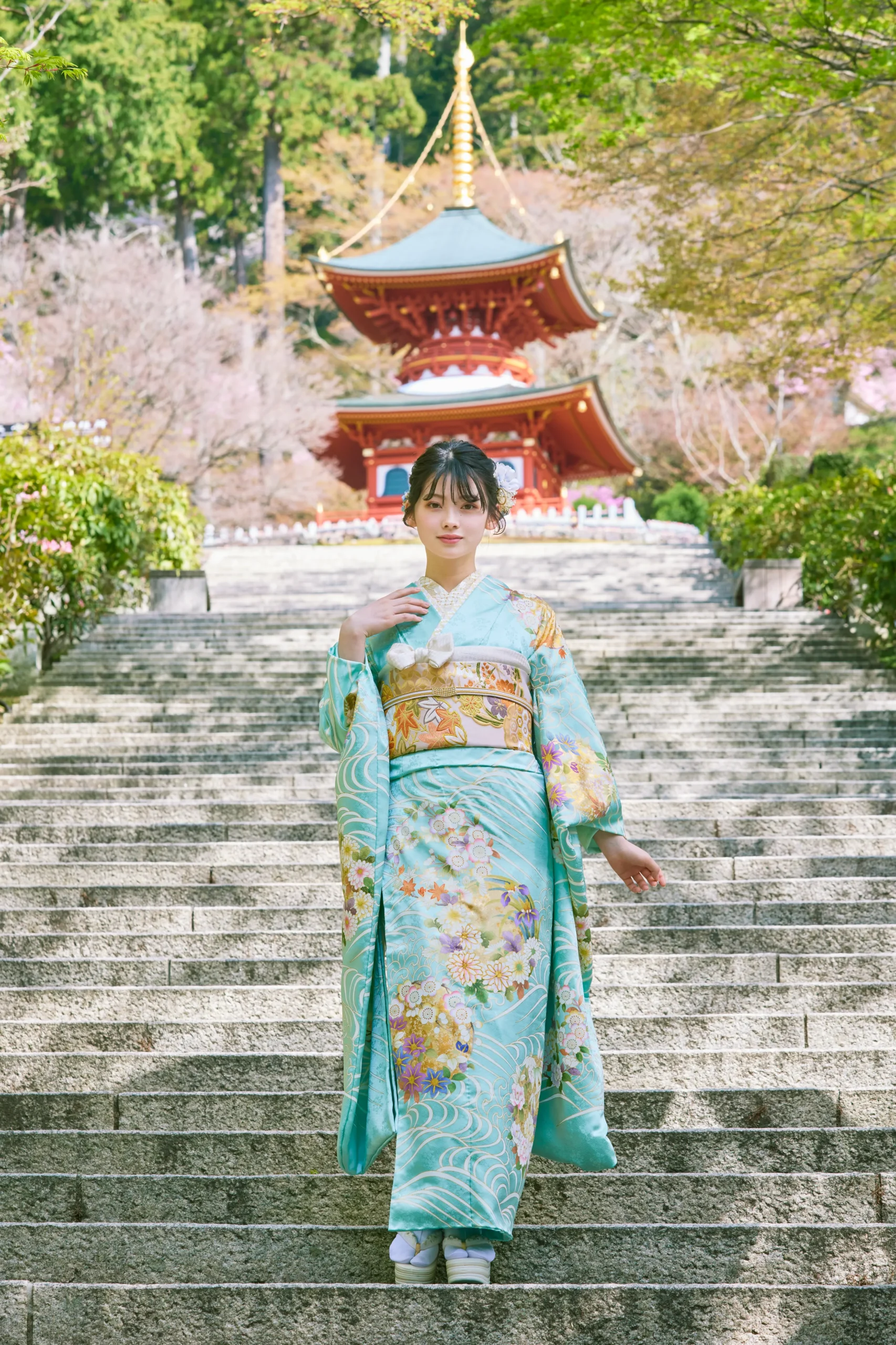 振袖　ネットレンタル　成人式　水色　プレミアム古典　かわいい　綺麗