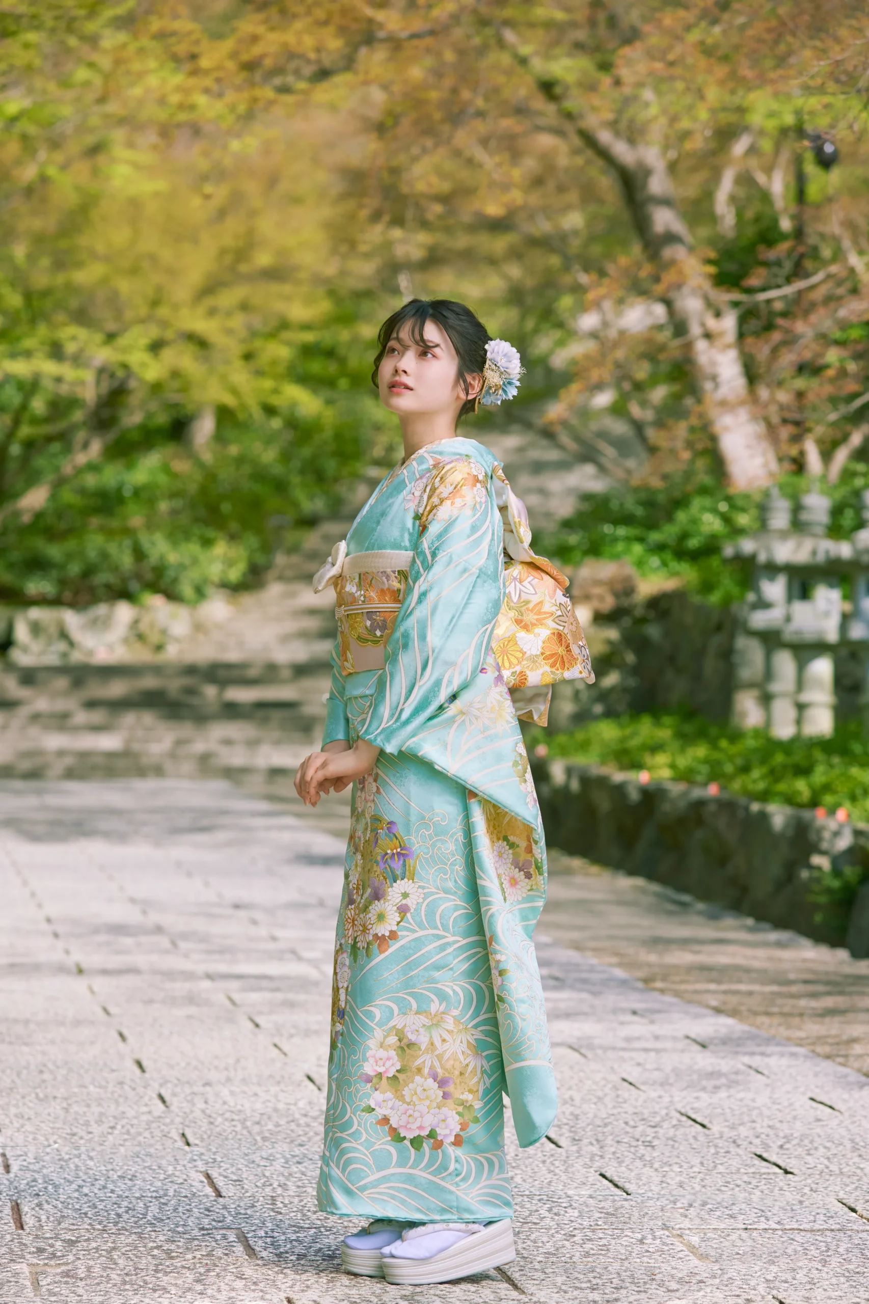 振袖ネットレンタル　成人式　プレミアム古典　南琴奈　水色　人気　綺麗