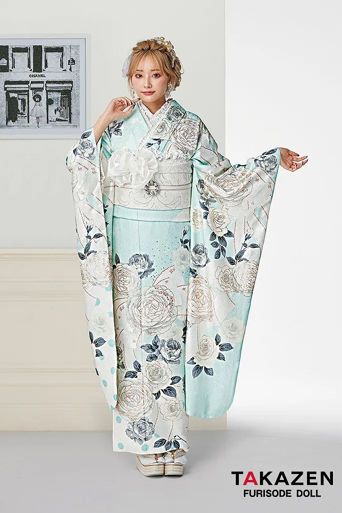 成人式　振袖ネットレンタル　水色　ヘップバーン　可愛い　ぴょな