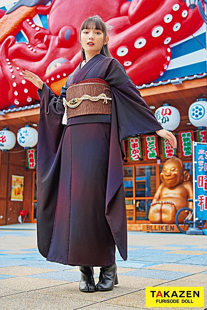 成人式 振袖 ネットレンタル 無地 ヴィンテージ ブーツスタイル かっこいい 新野尾七奈