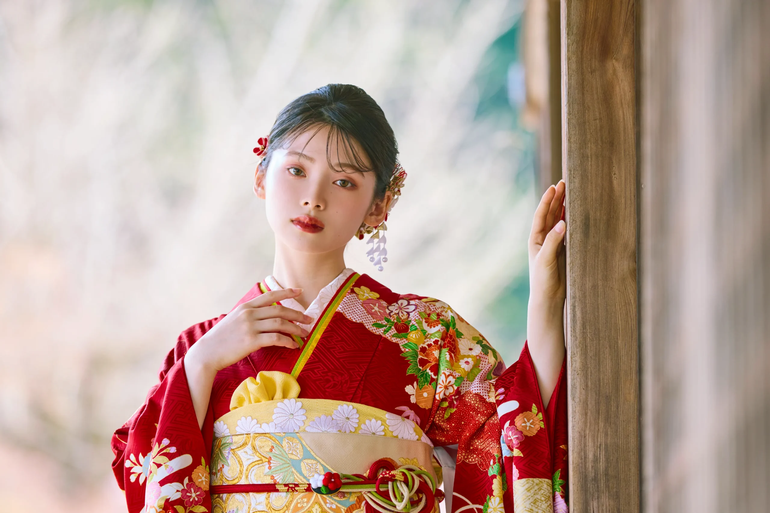 振袖　ネットレンタル　成人式　南琴奈　古典　プレミアム　赤