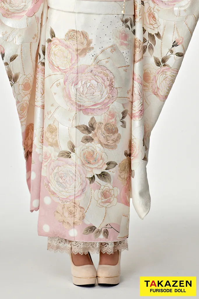 成人式　レンタル　振袖　可愛い　今どき　淡い色　ピンク　キラキラ　リボン　シャネルカラー