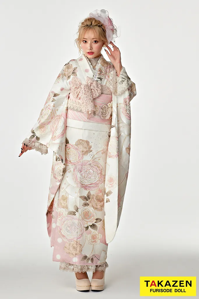 成人式 レンタル 振袖 可愛い 今どき 淡い色 ピンク キラキラ リボン シャネルカラー