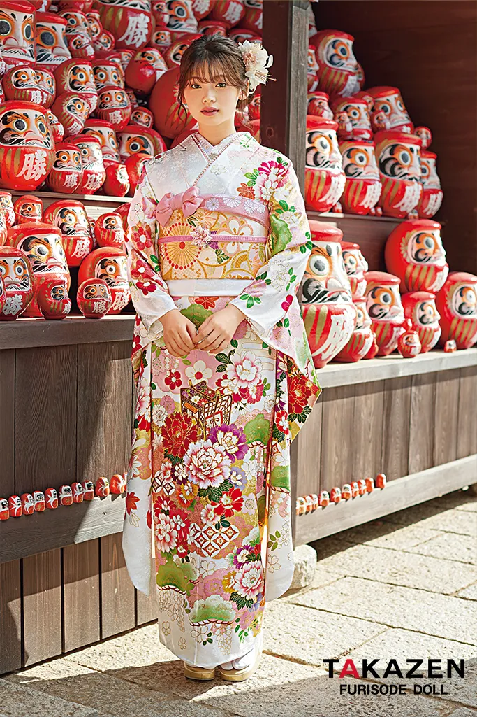 成人式 振袖 ネットレンタル 正統派古典 白 ピンク 南琴奈