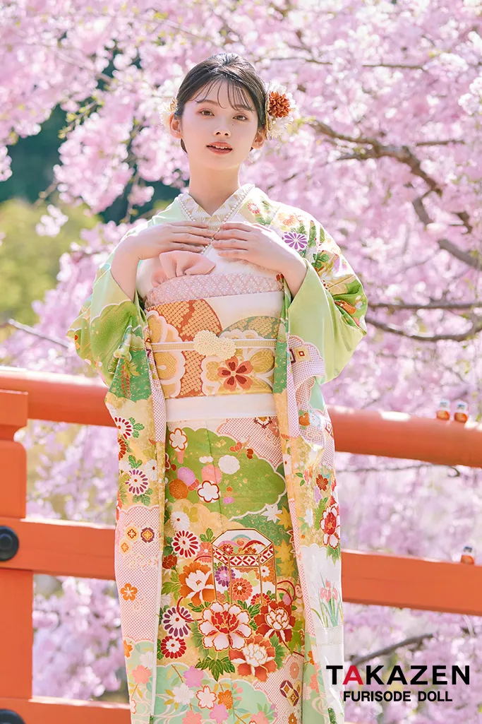 成人式 振袖 ネットレンタル プレミアム古典 黄緑 南琴奈