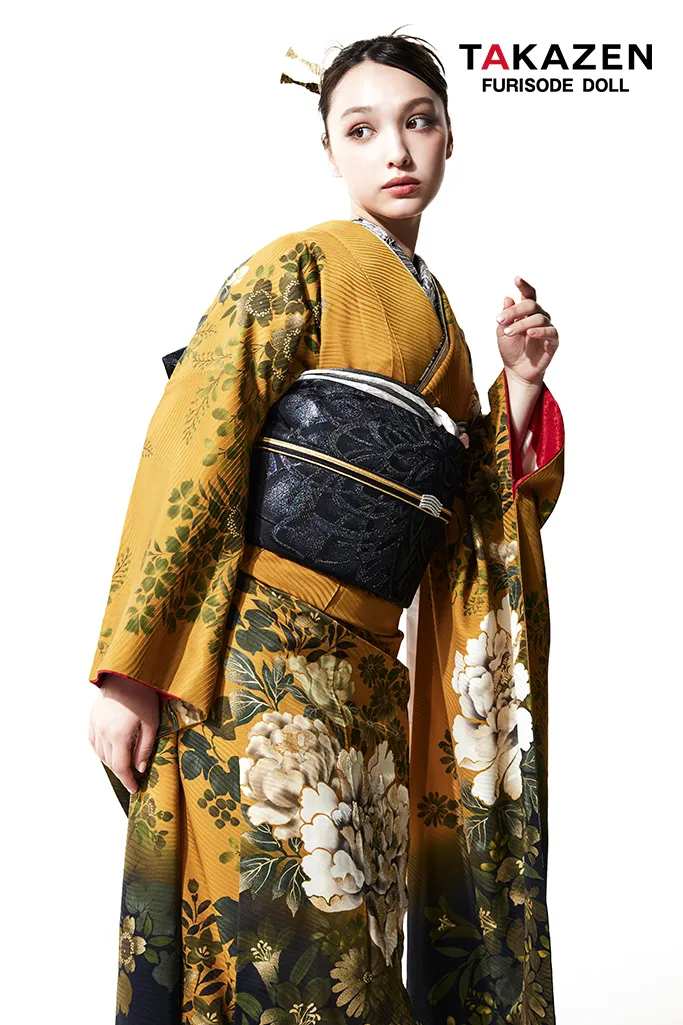 香川るな 振袖 ネットレンタル からし ヴィンテージ