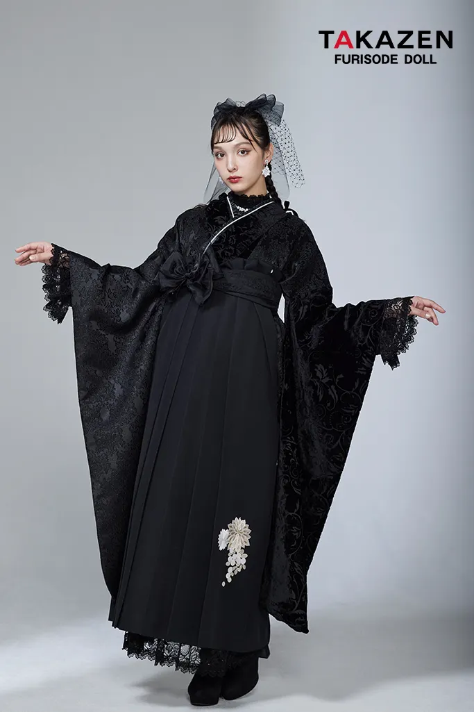 香川るな　袴　卒業式　ネットレンタル　ブラック　黒色袴　シックな袴