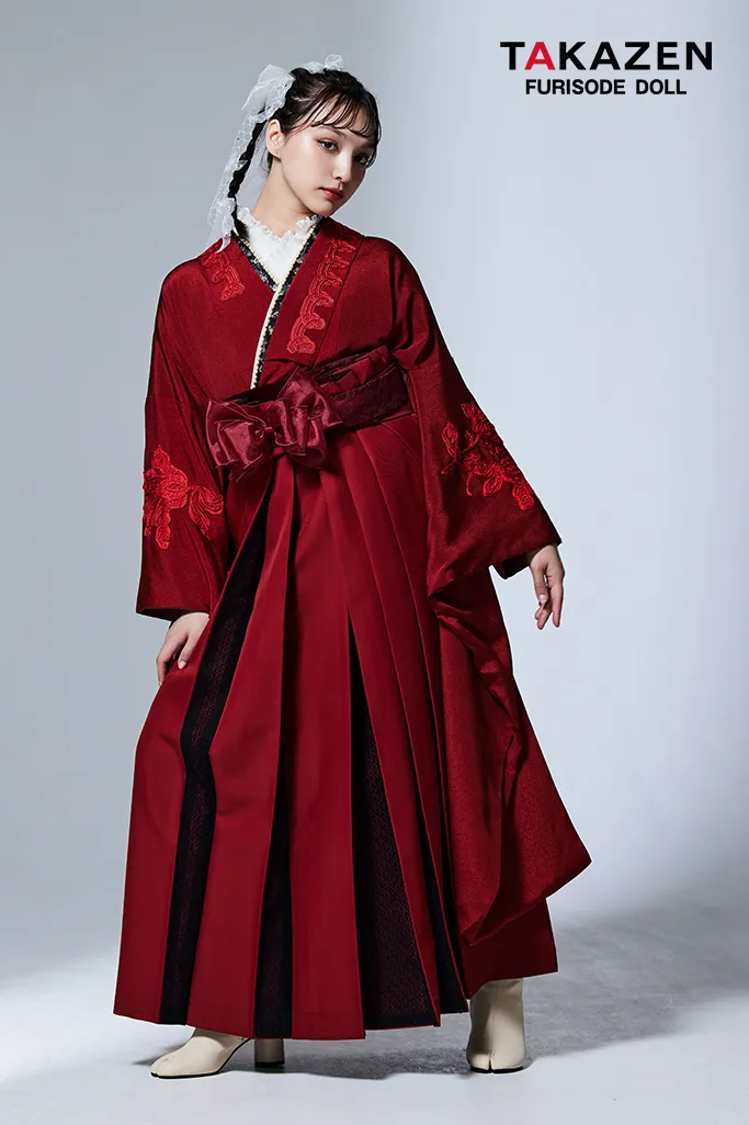香川るな　袴　卒業式　ネットレンタル　レッド　赤色袴　シックな袴