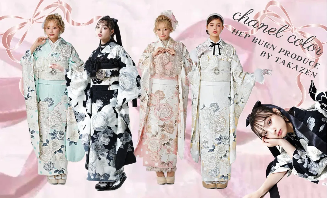 成人式　レンタル　振袖　可愛い　今どき　ヘップバーン　シャネルカラー　ピンクの振袖　白色の振袖　ドレス振袖