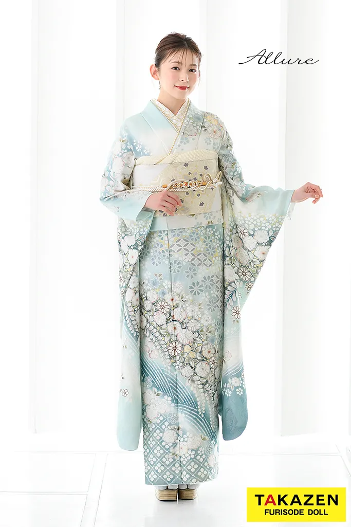 新作振袖　ネットレンタル　水色古典