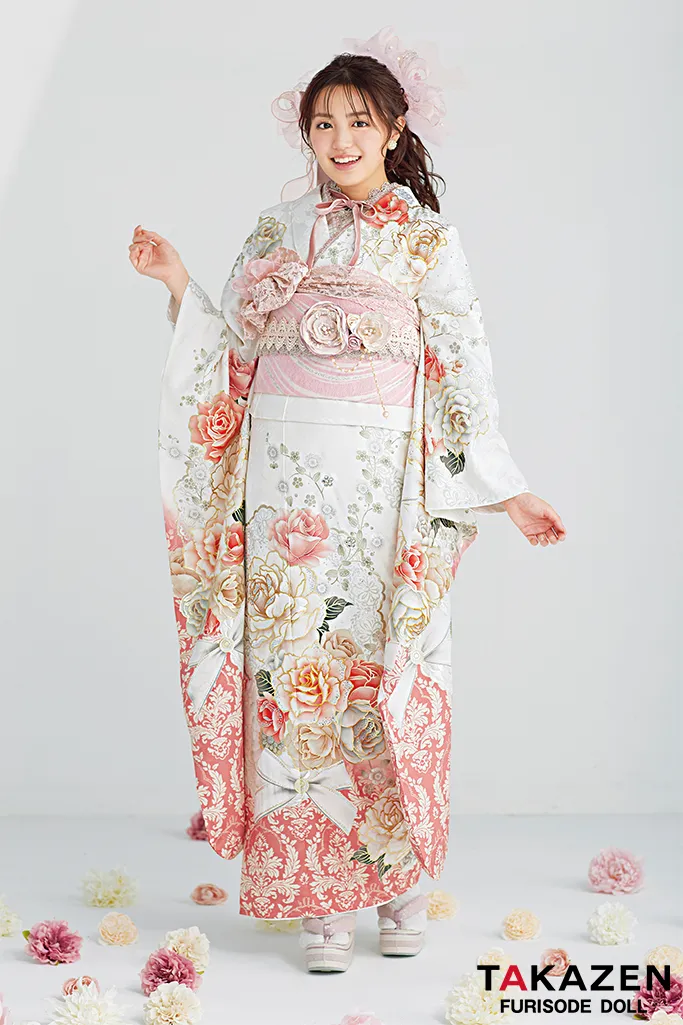 成人式 レンタル 振袖 可愛い 今どき 淡い色 上品 綺麗 キラキラ ヘップバーン ピーチカラー ピンク