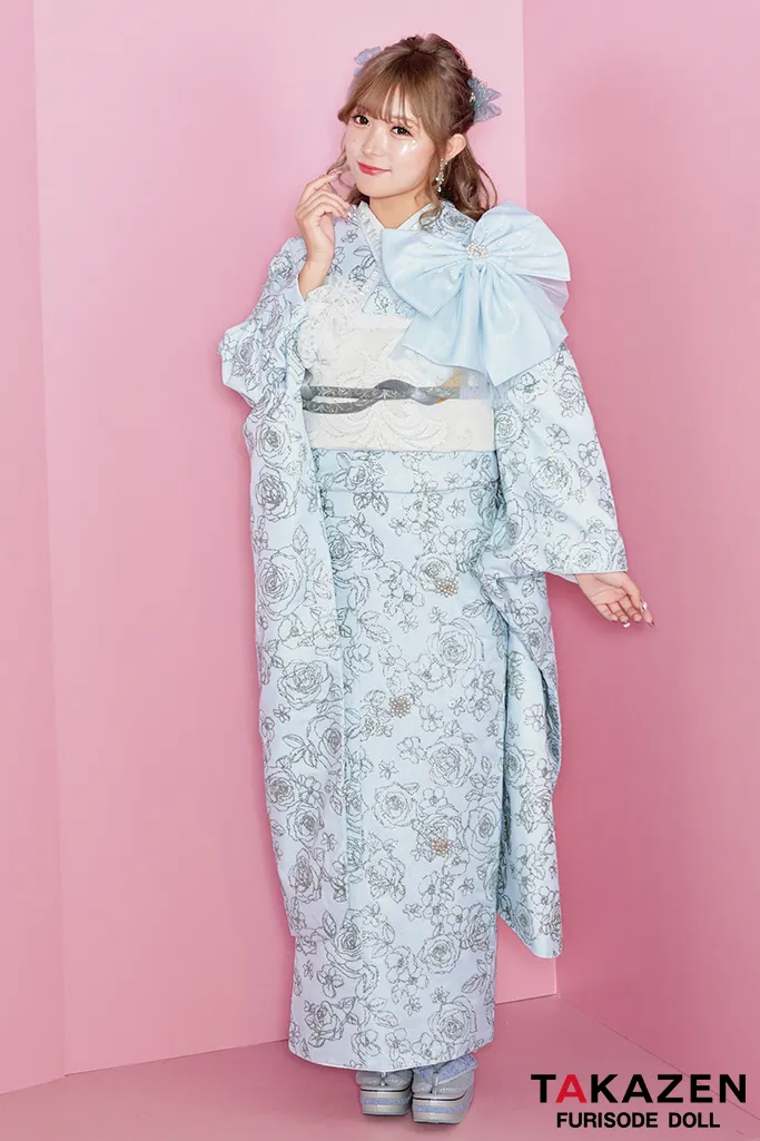 成人式 レンタル 振袖 可愛い 今どき 淡い色 上品 綺麗 キラキラ ヘップバーン リボン 水色 派手 わがまま