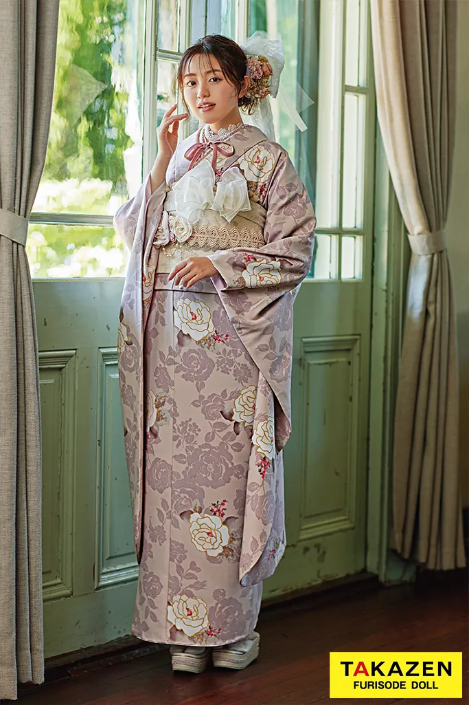 成人式　レンタル　振袖　可愛い　今どき　淡い色　ニューくすみレトロ　レトロ　花柄