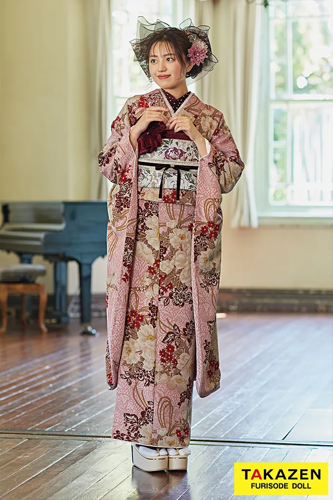 成人式　レンタル　振袖　可愛い　今どき　淡い色　ニューくすみレトロ　レトロ　花柄