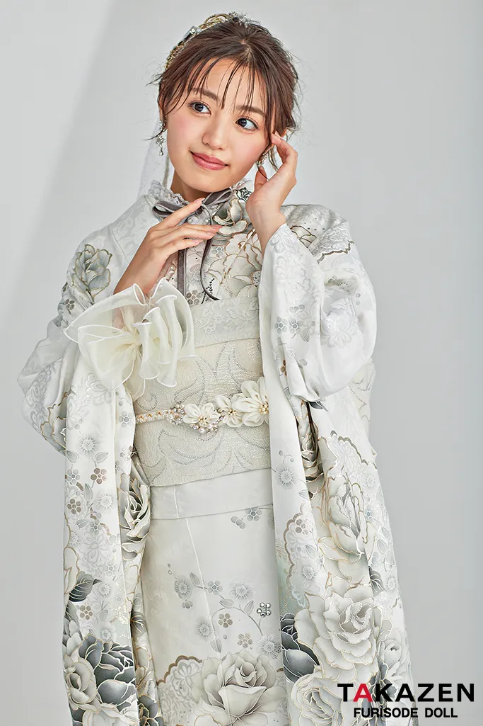 成人式　レンタル　振袖　可愛い　今どき　淡い色　上品　綺麗　キラキラ　ヘップバーン　ホワイト　コスメカラー