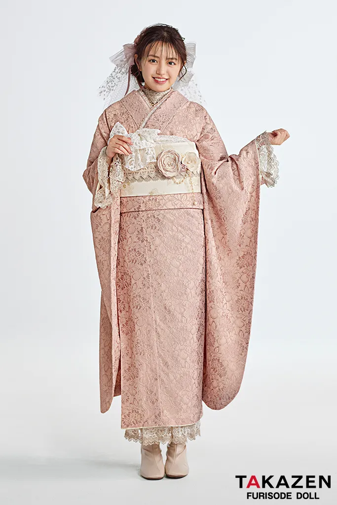 成人式 レンタル 振袖 可愛い 今どき 淡い色 ヘップバーン 誰ともかぶらない 上品 レース 総レース振袖 ピンク