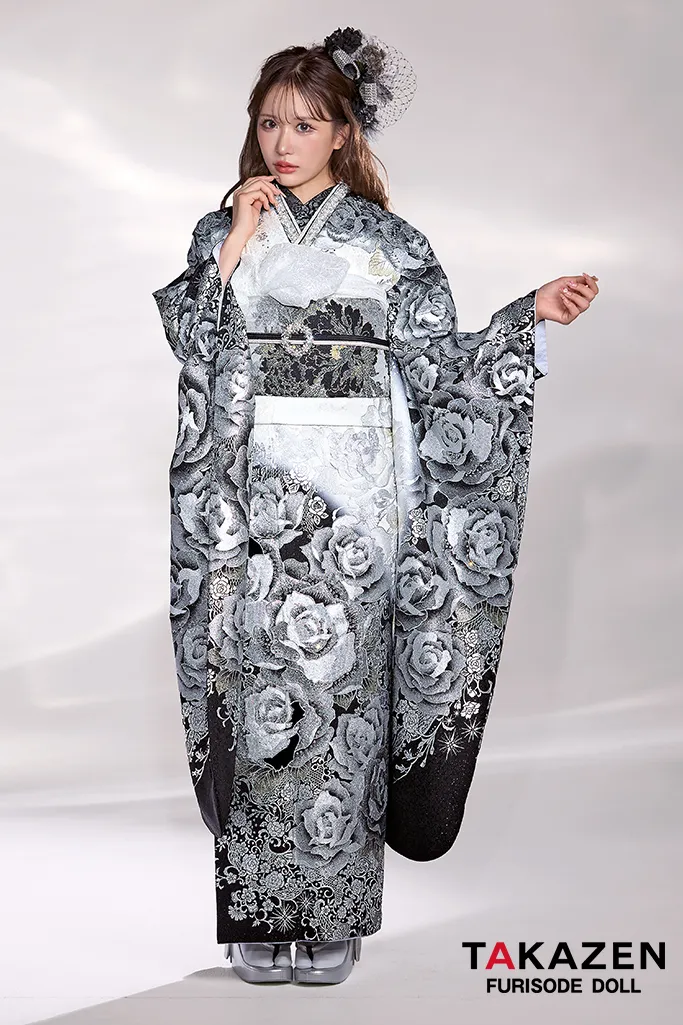 TAKAZEN 振袖レンタル モード キラキラ 派手 セクシー ラグジュアリー 目立つ 人とかぶらない シルバー