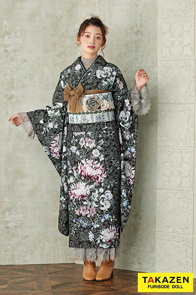 成人式振袖ネットレンタル　くすみカラー　かわいい