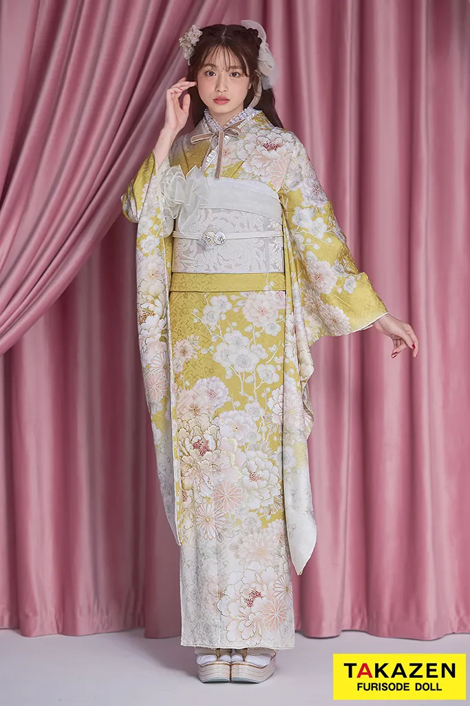 成人式振袖ネットレンタル　くすみカラー　かわいい