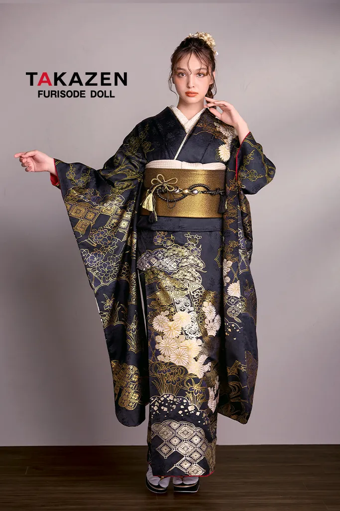 成人式　振袖　ネットレンタル　ヴィンテージスタイル　シンプル