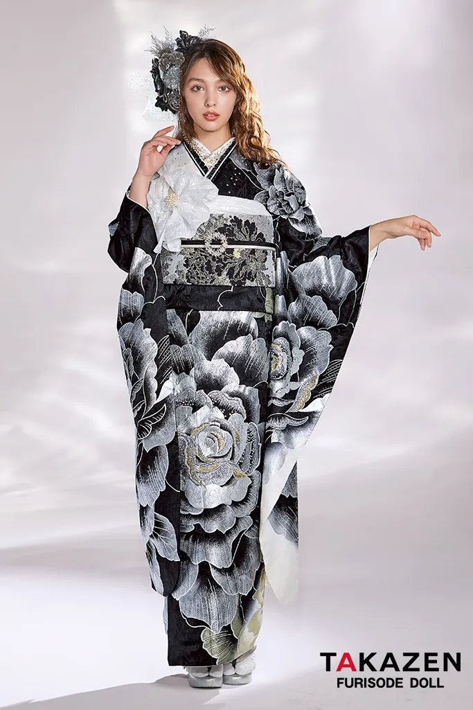 TAKAZEN 振袖レンタル モード キラキラ 派手 セクシー ラグジュアリー 目立つ 人とかぶらない 金