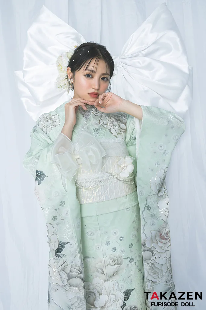成人式　振袖　人気　コスメカラー　ミント　