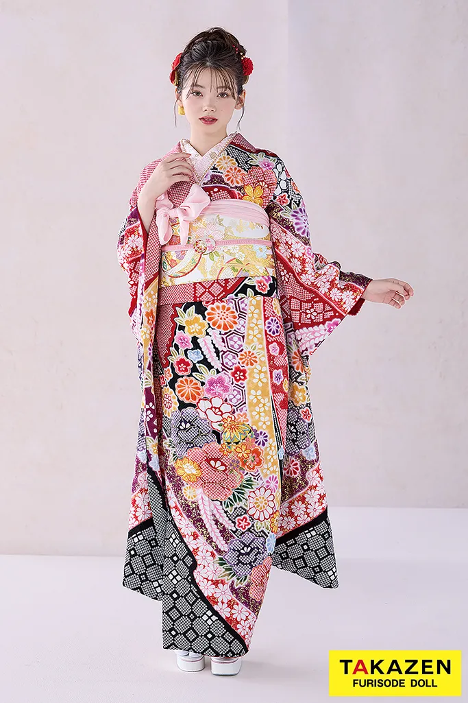 正統派古典振袖 ネットレンタル 赤