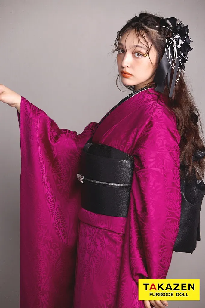 成人式振袖レンタル　ヴィンテージスタイル　無地