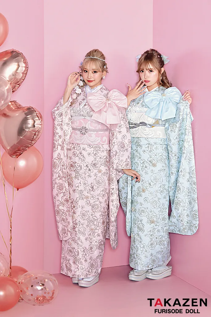 振袖　双子コーデ　目立つ　　ネットレンタル