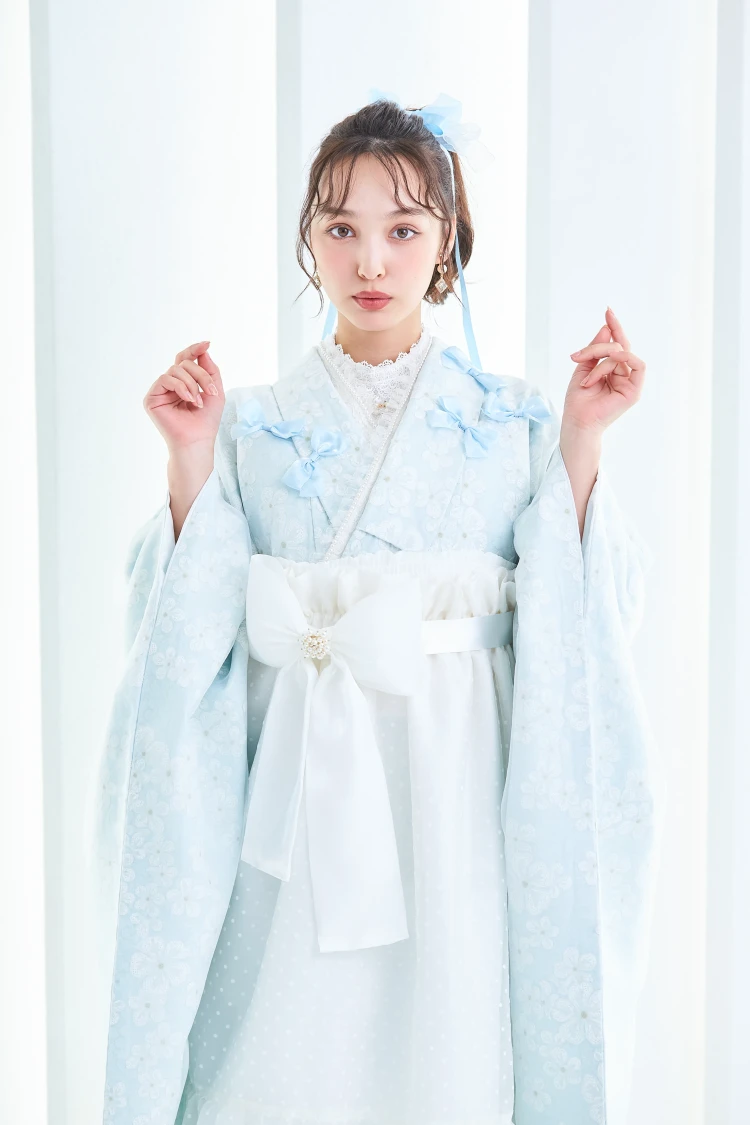 卒業式　ドレス袴　キュート　ガーリー　水色