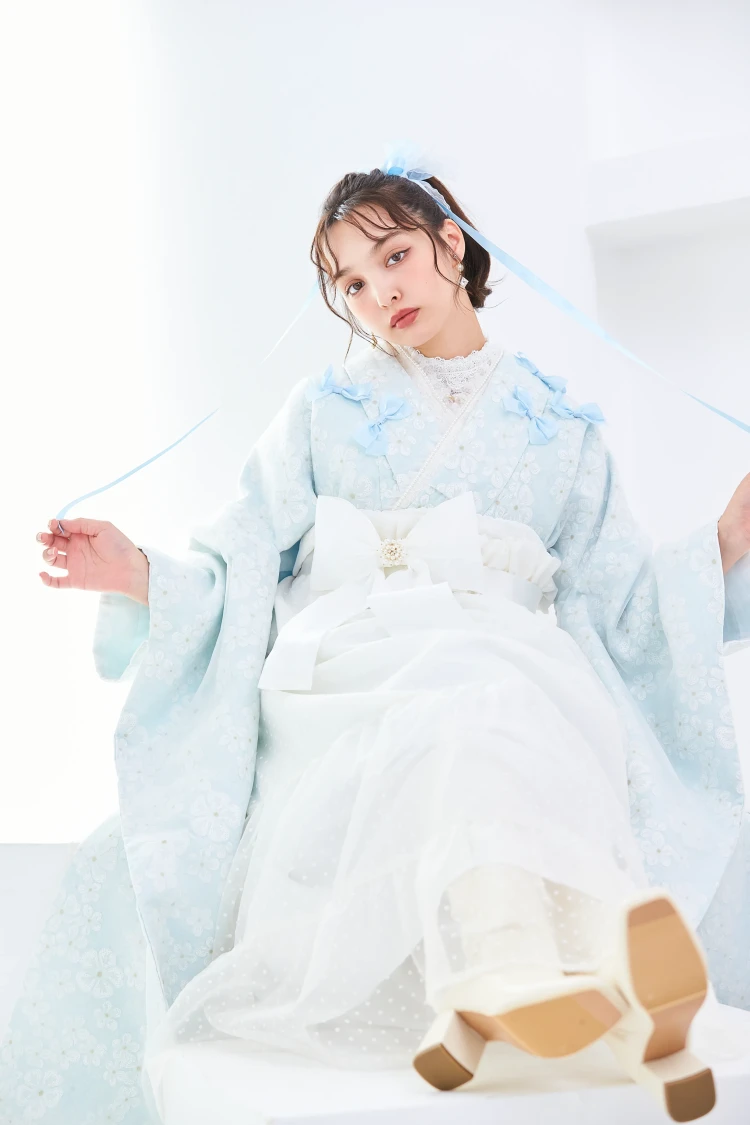 卒業式　ドレス袴　キュート　ガーリー　水色