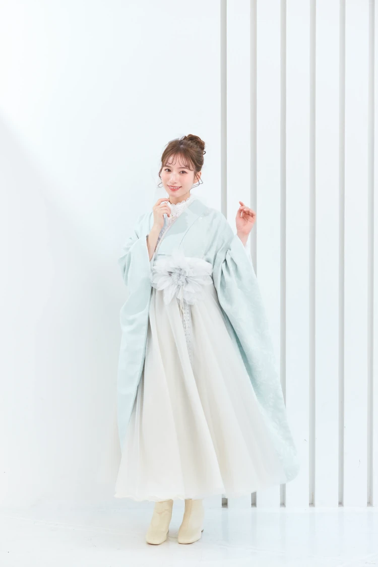 卒業式　ドレス袴　ヴィンテージスタイル　水色
