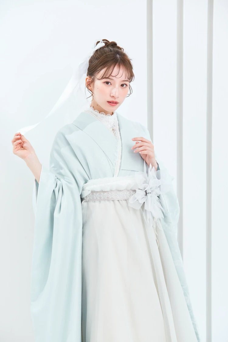 卒業式　ドレス袴　ヴィンテージスタイル　水色