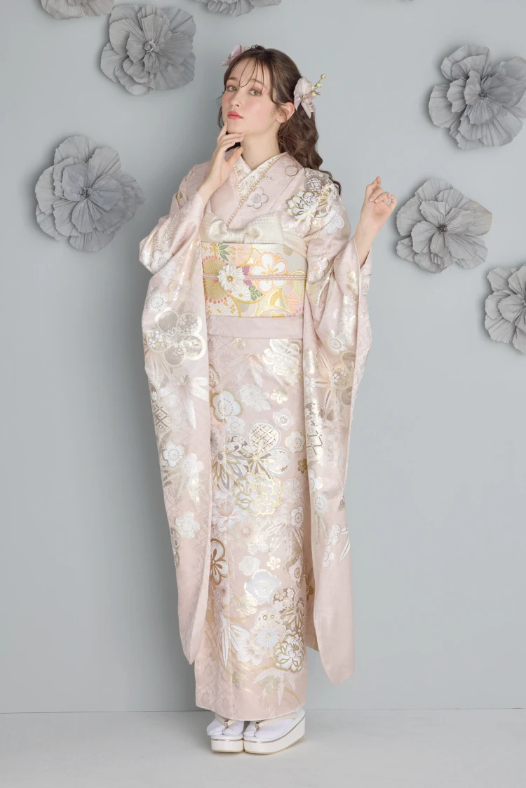 成人式振袖ネットレンタル　くすみカラー　淡い色