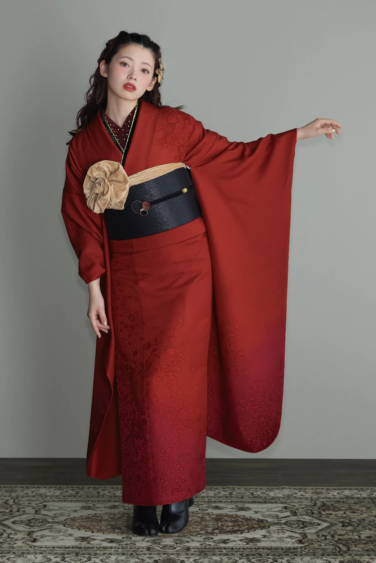 成人式振袖ネットレンタル　ヴィンテージスタイル　すっきり　シンプル