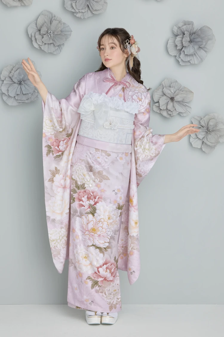 成人式振袖ネットレンタル　くすみカラー　淡い色