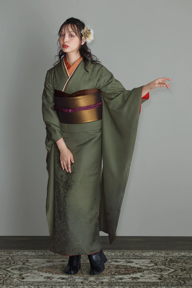 成人式振袖ネットレンタル　ヴィンテージスタイル　すっきり　シンプル