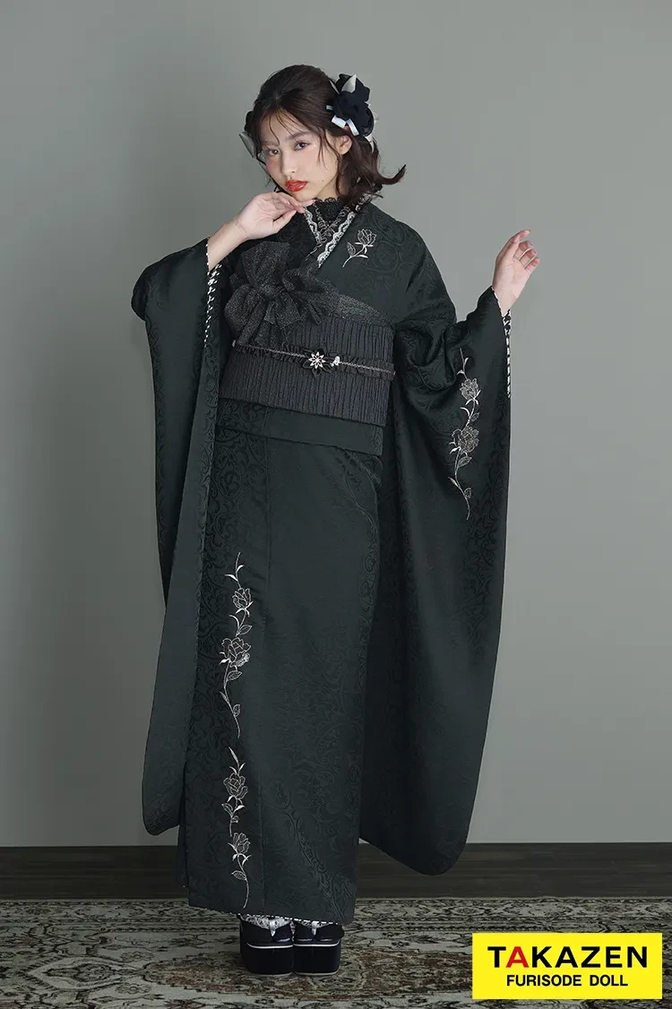 成人式の振袖ワントーンコーデのヴィンテージスタイル